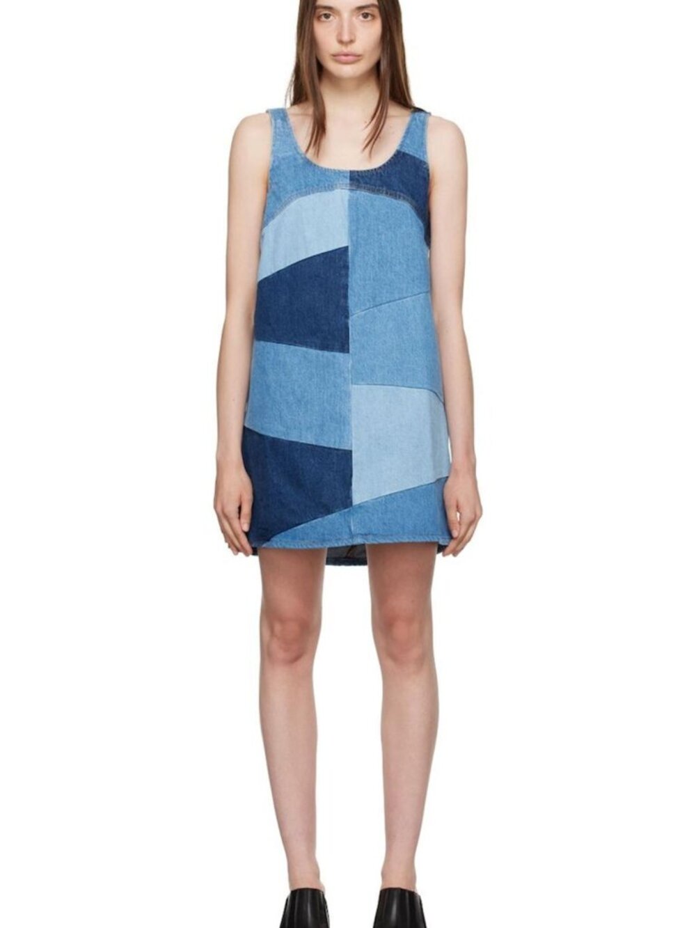 Frame - Patchwork Blue Micro Flare Denim Minidress